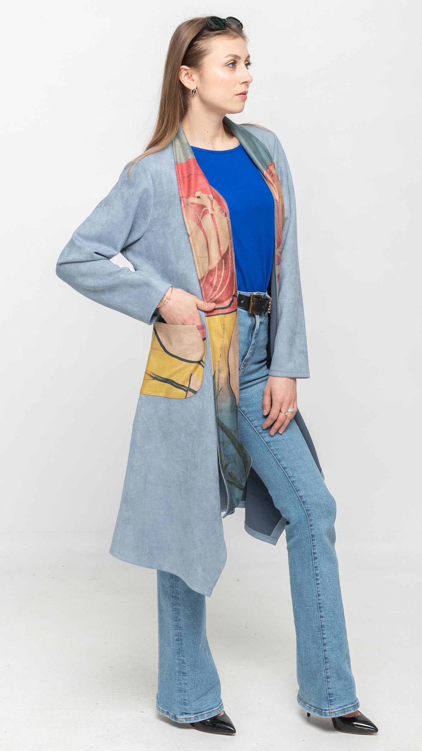 Solid Light Blue Long Cardigan