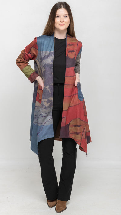 Printed Long Cardigan in Multi-colors