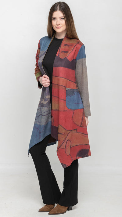 Printed Long Cardigan in Multi-colors