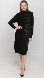 Load image into Gallery viewer, Sweater Dress with Sequin on Front in Black