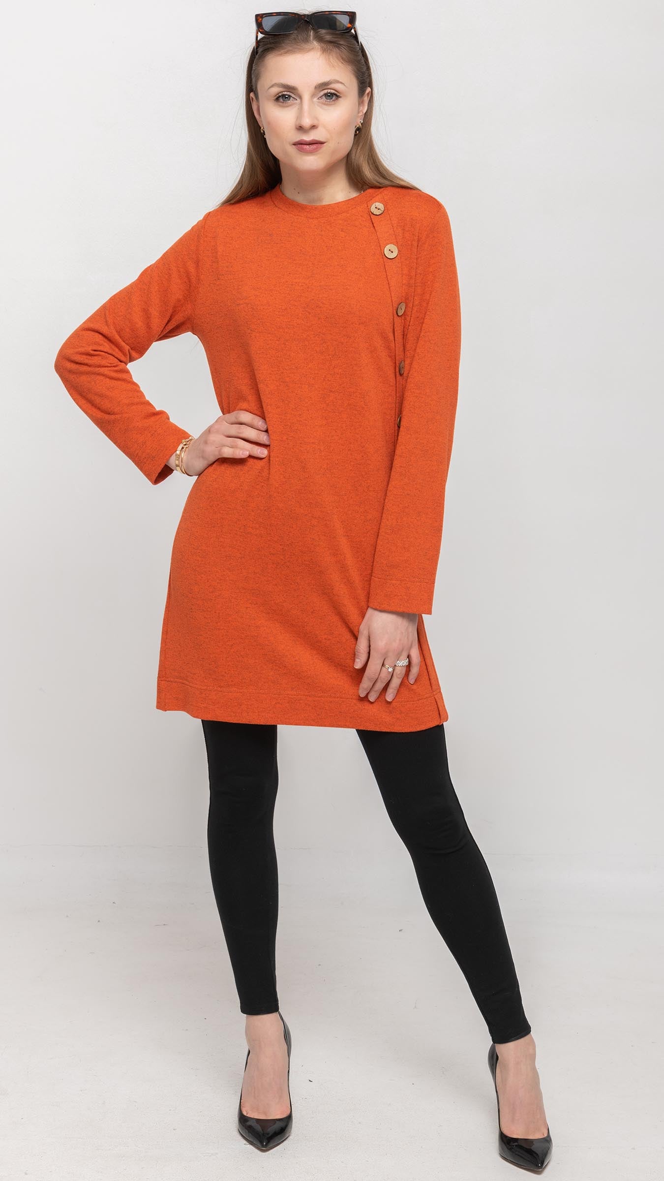 Knitted Dress in Heathered Orange