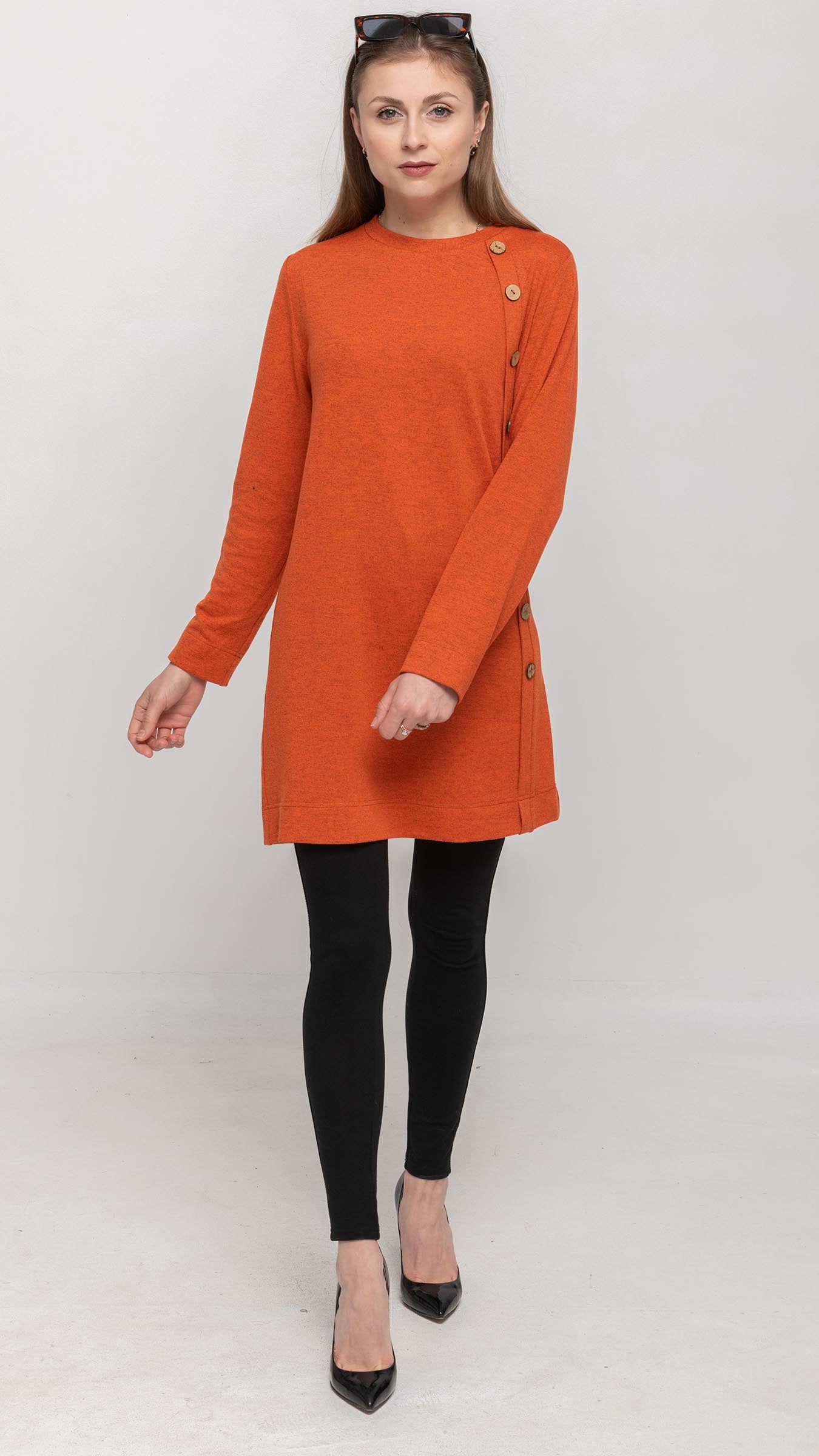 Knitted Dress in Heathered Orange