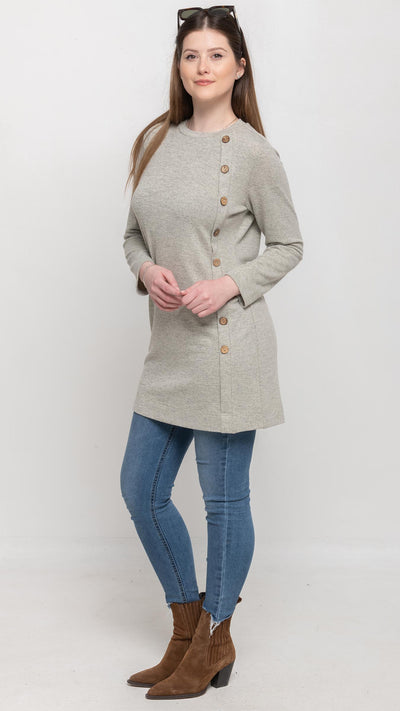 Knitted Dress in Heathered Light Grey