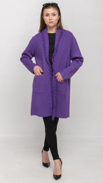 Load image into Gallery viewer, Purple Cardigan with Frayed Edge