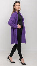 Load image into Gallery viewer, Purple Cardigan with Frayed Edge