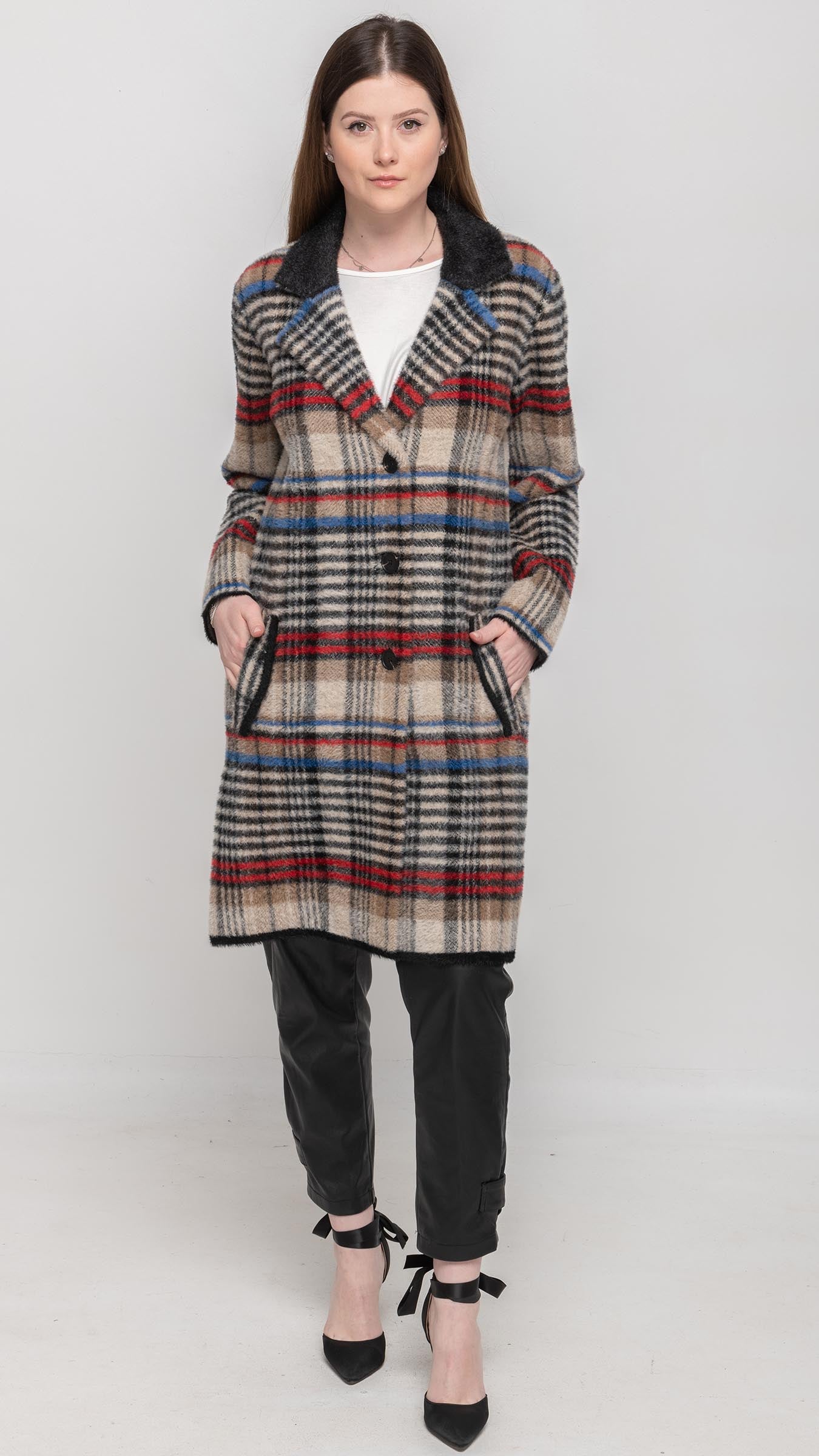 Long Jacket in Multi Colors Plaids