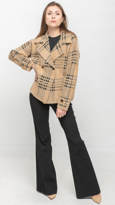 Short Jacket in  black & Brown Plaid