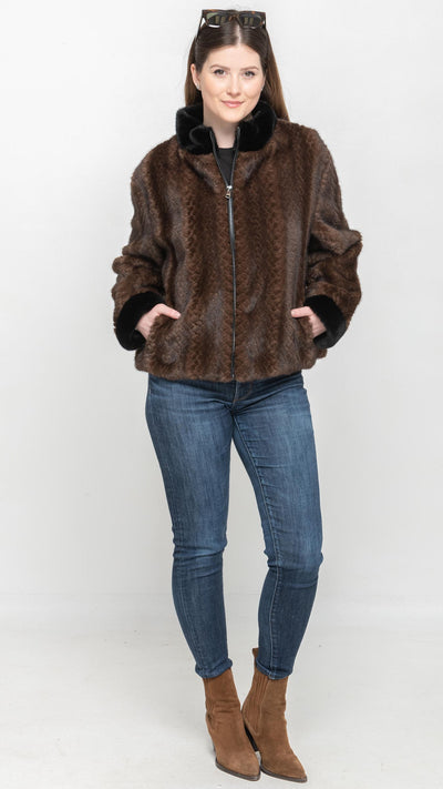 Faux Fur Coat in Brown