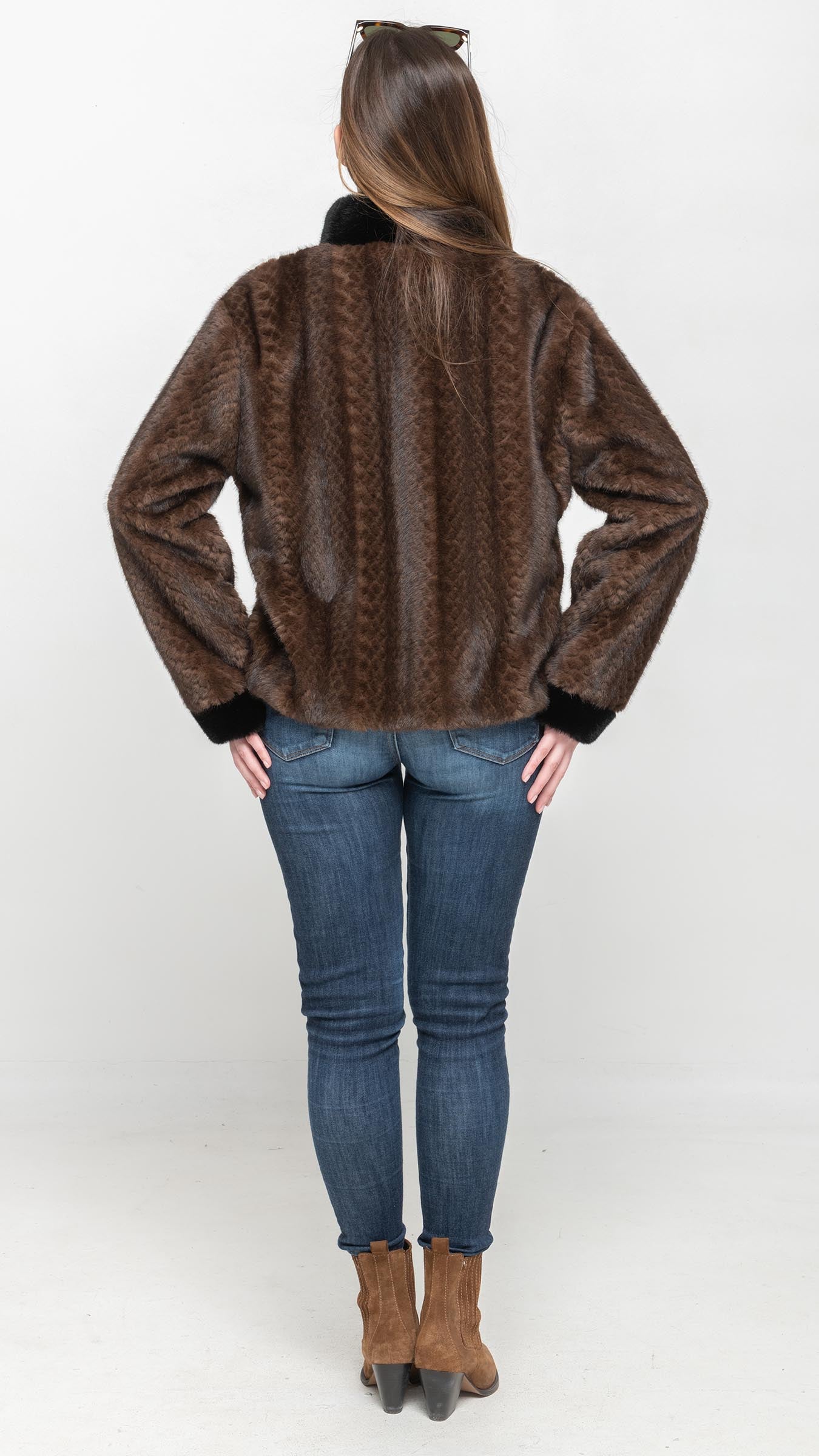 Faux Fur Coat in Brown