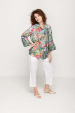 Load image into Gallery viewer, Women Casual  Blouse 3/4 Flared Sleeves, Full Button  in Multi- Colors