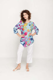 Women Top 3/4 Sleeves, Crew Neck  Multi Color Prints
