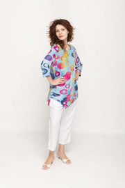 Women Top 3/4 Sleeves, Crew Neck  Multi Color Prints