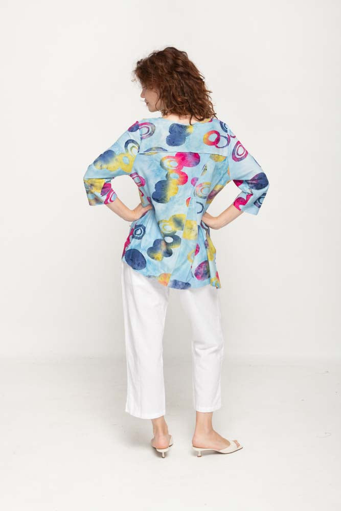 Women Top 3/4 Sleeves, Crew Neck  Multi Color Prints