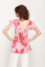 Load image into Gallery viewer, Cap Sleeves  Pinkish Floral Printed 2 in 1 Reversible Top For Women