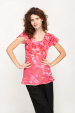 Load image into Gallery viewer, Cap Sleeves  Pinkish Floral Printed 2 in 1 Reversible Top For Women