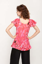 Load image into Gallery viewer, Cap Sleeves  Pinkish Floral Printed 2 in 1 Reversible Top For Women