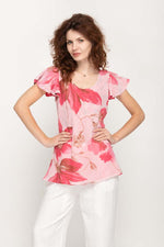 Load image into Gallery viewer, Cap Sleeves  Pinkish Floral Printed 2 in 1 Reversible Top For Women
