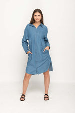Load image into Gallery viewer, Casual Long Sleeves,  Full button Down Front Women Denim Long Shirt