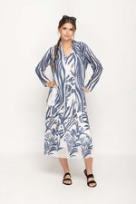 Load image into Gallery viewer, Navy Printed Full Sleeve Cardigan For Women