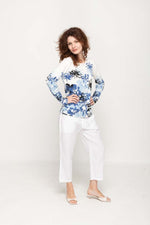 Load image into Gallery viewer, Women's Blue Prints Full Sleeve , Crew Neck Knit Top