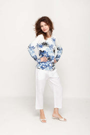 Women's Blue Prints Full Sleeve , Crew Neck Knit Top
