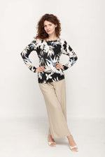 Load image into Gallery viewer, Women's Beige  Prints Full Sleeve , Crew Neck Knit Top