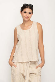 Women Cotton Tank Top in Beige