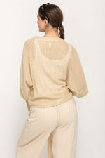 Load image into Gallery viewer, Women Casual Blouse in Wheat, V- Neck , Cross Twist Front  with Batwing Sleeves