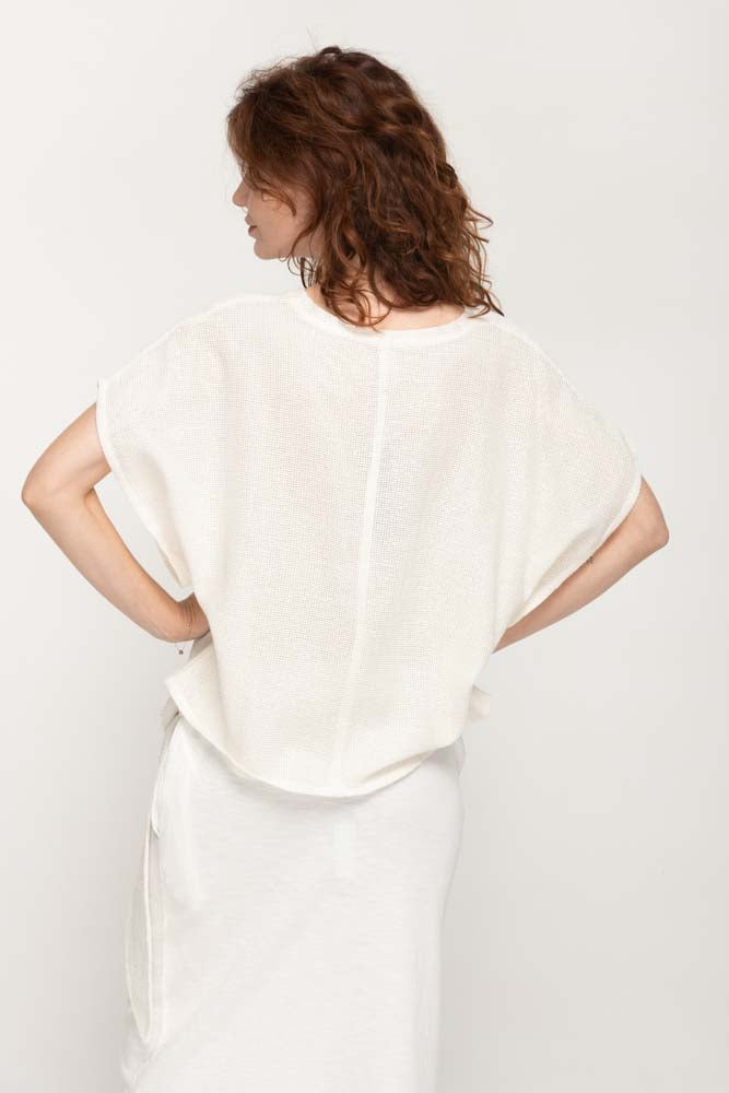 Women's Casual Top in Cream With Liner