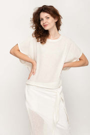Women's Casual Top in Cream With Liner