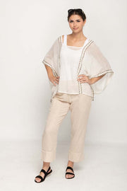 Women's Oversize Top in White  With Square Neck