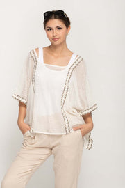 Women's Oversize Top in White  With Square Neck