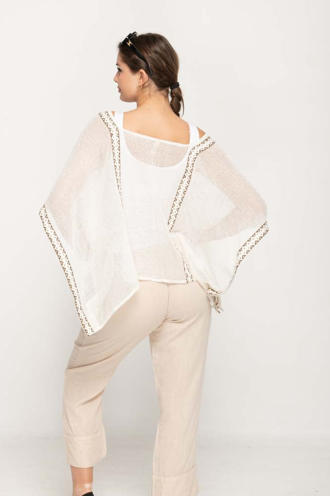 Women's Oversize Top in White  With Square Neck