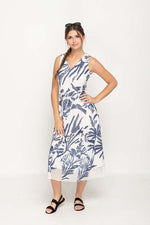 Load image into Gallery viewer, Sleeveless Lace Navy Colored Long Dress With Round Neck For Women