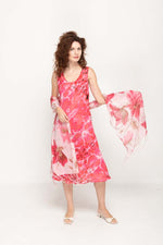 Load image into Gallery viewer, Sleeveless Semi Long Pink Floral Printed 2 in 1 Reversible Dress For Women