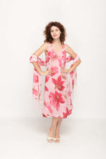 Load image into Gallery viewer, Sleeveless Semi Long Pink Floral Printed 2 in 1 Reversible Dress For Women