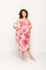 Load image into Gallery viewer, Sleeveless Semi Long Pink Floral Printed 2 in 1 Reversible Dress For Women