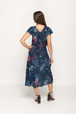 Load image into Gallery viewer, Cap Sleeve Blue Floral Printed 2 in 1 Reversible Long Dress For Women