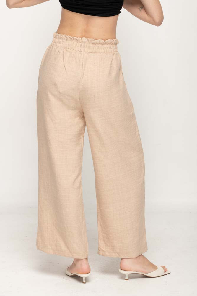 Women Wide Leg Pant  in Beige