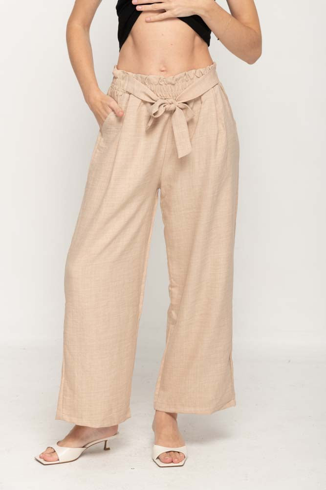 Women Wide Leg Pant  in Beige