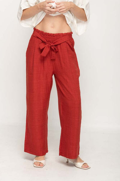 Wide Leg Pant  in Rust Red