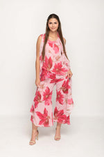 Load image into Gallery viewer, Sleeveless Pinkish Floral Printed Reversible Pant Set For Women