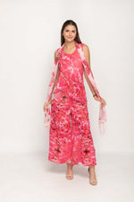 Load image into Gallery viewer, Sleeveless Pinkish Floral Printed Reversible Pant Set For Women