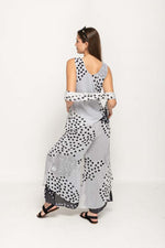 Load image into Gallery viewer, Sleeveless Polka Dot Printed Black and White Reversible Pant Set For Women