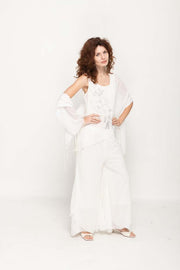 Sleeveless  White  Pant Set For Women