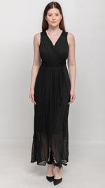 Load image into Gallery viewer, THE DEEP BLACK PLEATED MAXI DRESS - Nikky Apparels