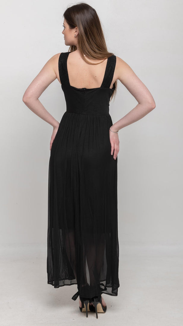 THE DEEP BLACK PLEATED MAXI DRESS - Nikky Apparels