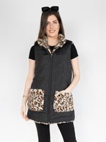 Load image into Gallery viewer, Reversible Faux Fur Long Vest  In  Leopard Print