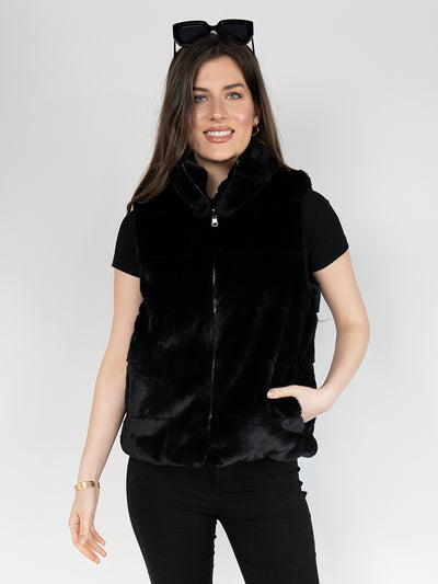 Reversible Faux Fur Vest in Black