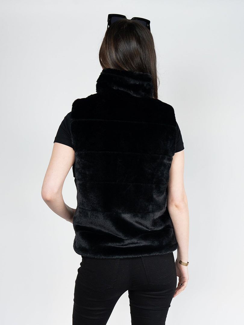 Reversible Faux Fur Vest in Black